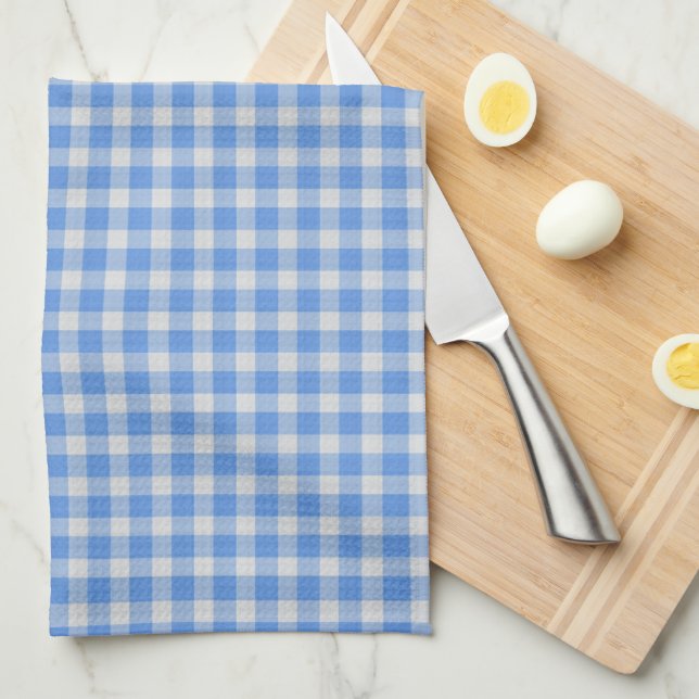 Cornflower Blue Gingham Check Pattern  Kitchen Towel (Quarter Fold)