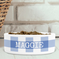Cornflower Blue Gingham Plaid Personalized Dog