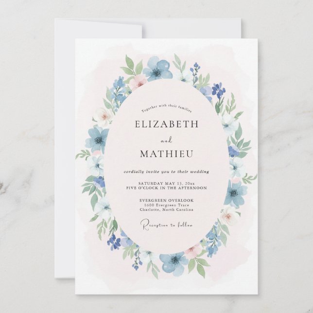 Cornflower Blue Luminous Meadow Wedding Invitation (Front)