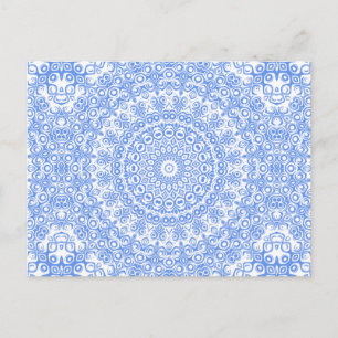 Cornflower Blue Mandala Kaleidoscope Medallion Postcard
