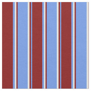 Cornflower Blue, Maroon & White Lines Fabric