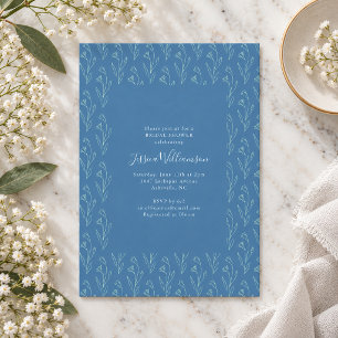 Cornflower Blue Minimalist Botanical Bridal Shower Invitation