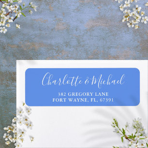 Cornflower Blue Modern Script Retourner adresse