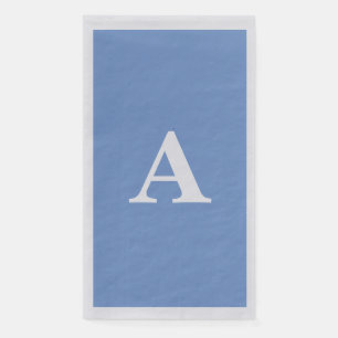Cornflower Blue Monogram Initial White Custom Name Napkin
