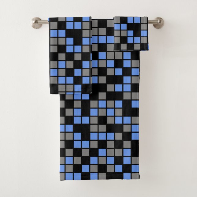 Cornflower Blue, noir, gris Carrés de mosaïque alé (En situation)