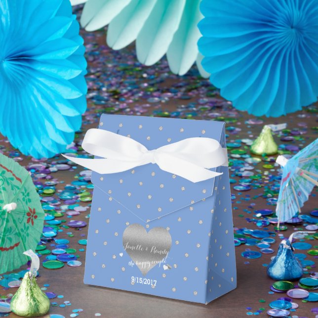 Cornflower Blue Polka Dots Party Favour Boxes (Party)