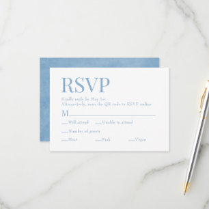 Cornflower Blue Scan Qr Code Meal Choice Wedding RSVP Card