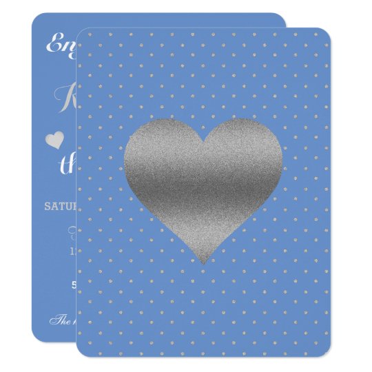 Cornflower Blue & Silver Polka Dot Party Card