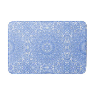 Cornflower Blue Symmetry Mandala Bath Mat