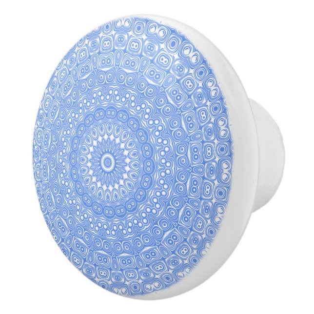 Cornflower Blue Symmetry Mandala Ceramic Knob (Right)
