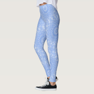 Cornflower Blue Symmetry Mandala Leggings