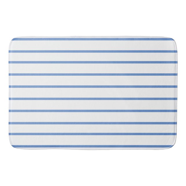 Cornflower blue thin stripe pattern bath mat (Front)