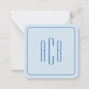 Cornflower Blue Three Letter Monogram Border Card