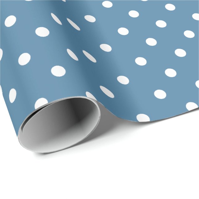 Cornflower Blue | White Polka Dot Wrapping Paper (Roll Corner)