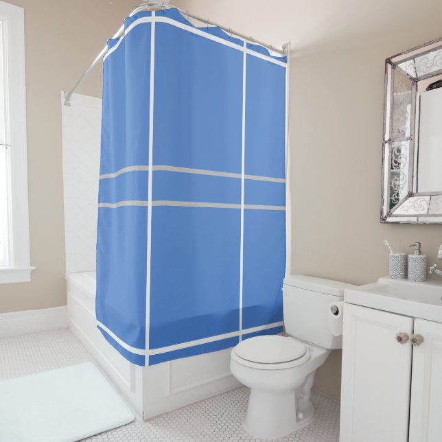 Cornflower Blue White Silver Geometric Stripes (In Situ)