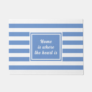 Cornflower Blue & White Stripe Personalized Doormat