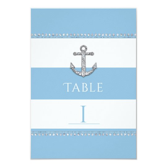 Cornflower Blue & White Stripes Diamond Anchor Card