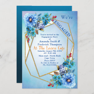 Cornflower Blues in Watercolor Engagement Invitation