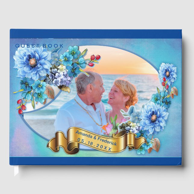 Cornflower Blues in Watercolor Guest Book (Front)