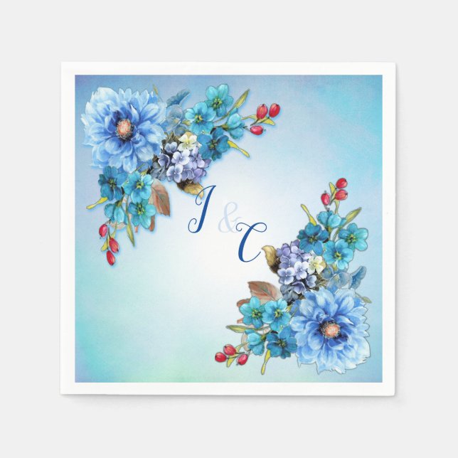 Cornflower Blues in Watercolor Napkin (Front)