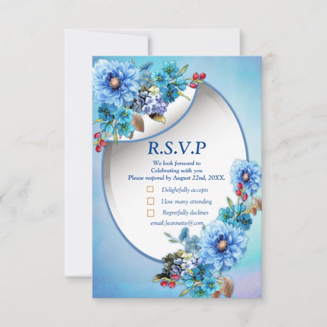 Cornflower Blues in Watercolor RSVP Card (Front)