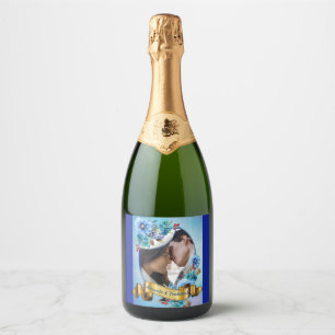 Cornflower Blues in Watercolor Sparkling Wine Label