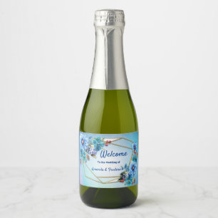 Cornflower Blues in Watercolor Sparkling Wine Label