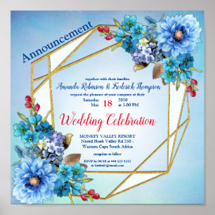 Cornflower Blues in Watercolor Wedding Poster