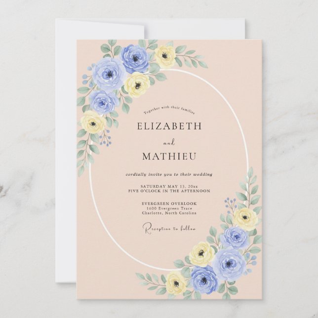 Cornflower Butter Peony Wedding Invitation (Front)