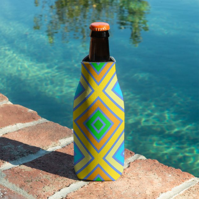 Cornflower Harmonious Colours Angled Line Art Bottle Cooler (In Situ Pool)