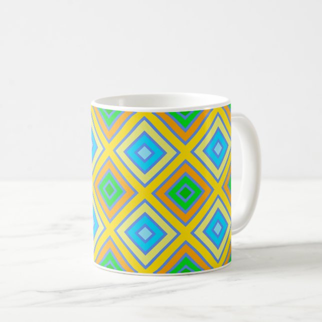 Cornflower Harmonious Colours Angled Line Art Coffee Mug (Front Right)