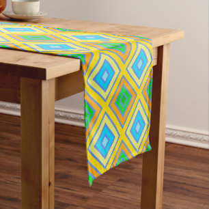 Cornflower Harmonious Colours Angled Line Art Short Table Runner