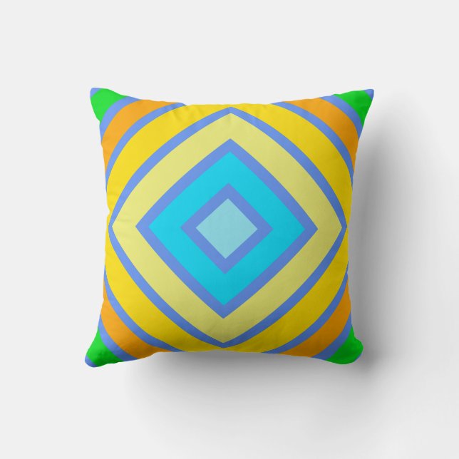 Cornflower Harmonious Colours Angled Line Art Throw Pillow (Back)