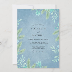 Cornflower Mint Foliage Eucalyptus Wedding Invitation