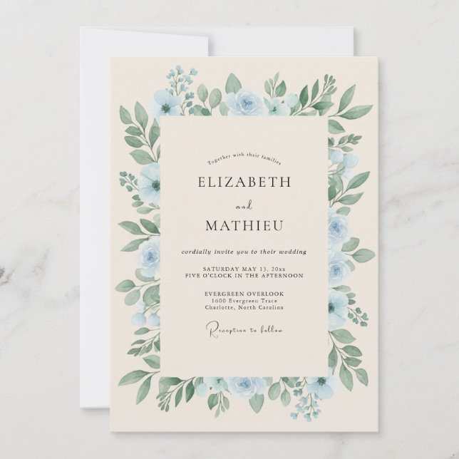 Cornflower Mist Wildflower Wedding Invitation (Front)