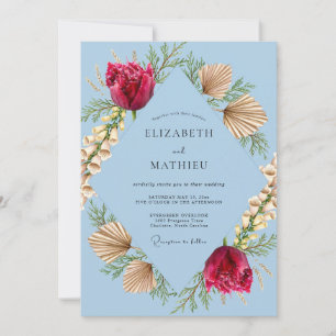 Cornflower Palm Leaf Wedding Invitation