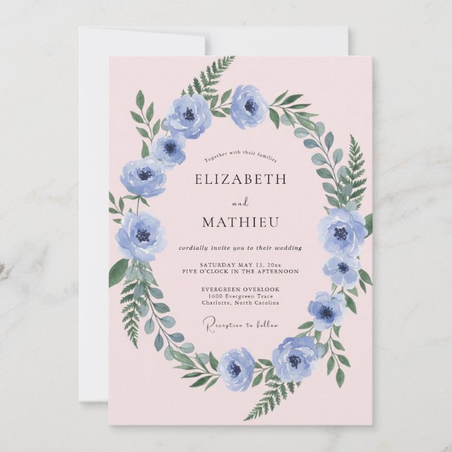 Cornflower Pastel Ethereal Wedding Invitation (Front)