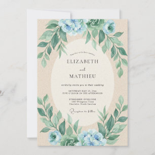 Cornflower Seafoam Foliage Eucalyptus Wedding Invitation