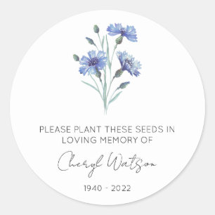 Cornflower   Simple Memorial Seed Packet Classic Round Sticker