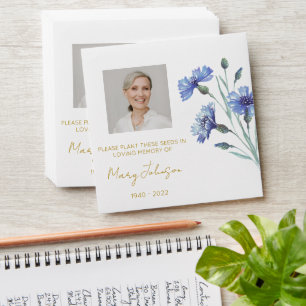 Cornflower Simple Photo Funeral Seed Envelope
