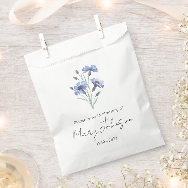 Cornflower | Simple Seed packet Funeral  Favour Bag (Clipped)