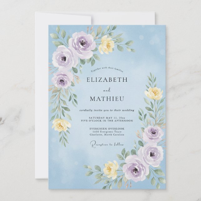 Cornflower Soft Lilac Petal Wedding Invitation (Front)