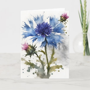 Cornflower - Watercolor flowers Card