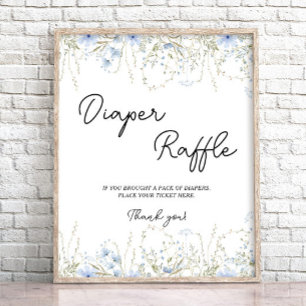 Cornflower Wildflower Baby Shower Diaper Raffle Poster