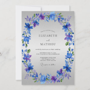 Cornflower Wreath Wedding Invitation