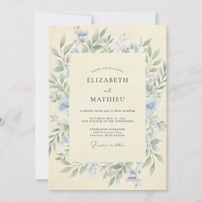 Cornflower Yellow Vine Wedding Invitation (Front)