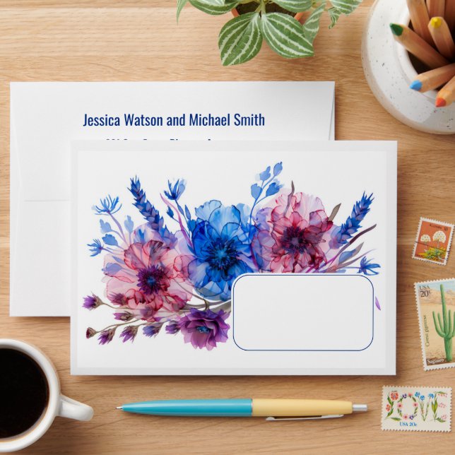 💍 Cornflowers and Lavender Elegance Envelope (Desk)