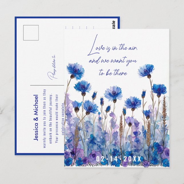 💍 Cornflowers and Lavender Elegance Postcard (Front/Back)