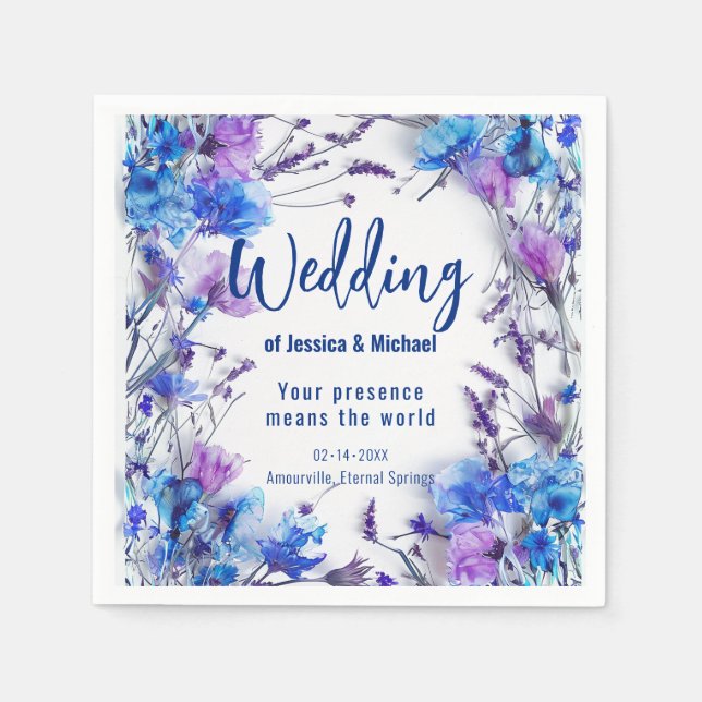 💍Cornflowers and Lavender  Napkin (Front)