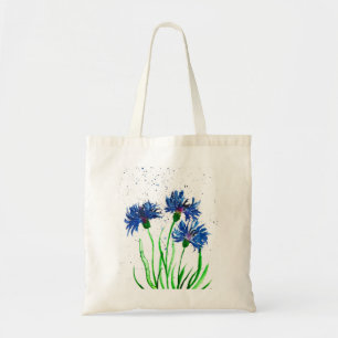 Cornflowers blue floral rustic pretty modern cute tote bag